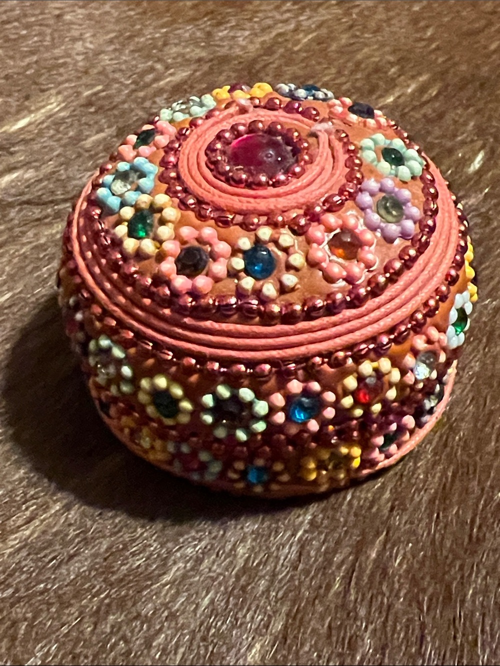 Trinket Jewelry Tin Kumkum Round Box Stylish Handmade Hand Craft Multipurpose